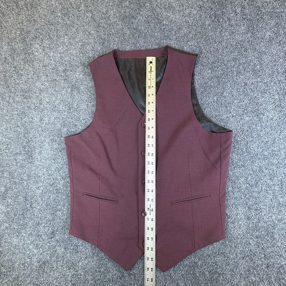 ASOS Suit Vest Men's 40 Burgundy Single Breasted Formal Business Office Wear